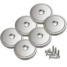 6 Pieces Magnets 120 LBS Pull Force Size 36 x 8 mm with Capsule, Pot Magnet with Screws