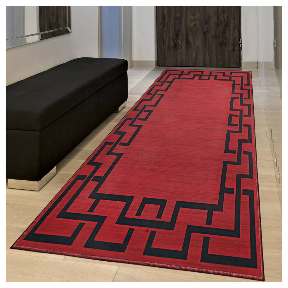 (60 x 110 cm- Large Doormats Bath Floor Mats, Red Black) Hallway Runner Rugs Printed Carpets Bath Doormats