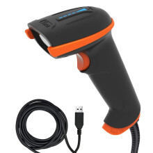 L5100Y Barcode Scanner USB Wired Long Range High Speed Laser Handheld 1D Bar Code Reader Plug and Play, Coral