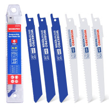 6-Piece Reciprocating Saw Blades Set | Sabre Saw Blades for Metal/Wood Cutting | Bi-Metal Saw Blades Set with Plastic Storage Box | Compatible with