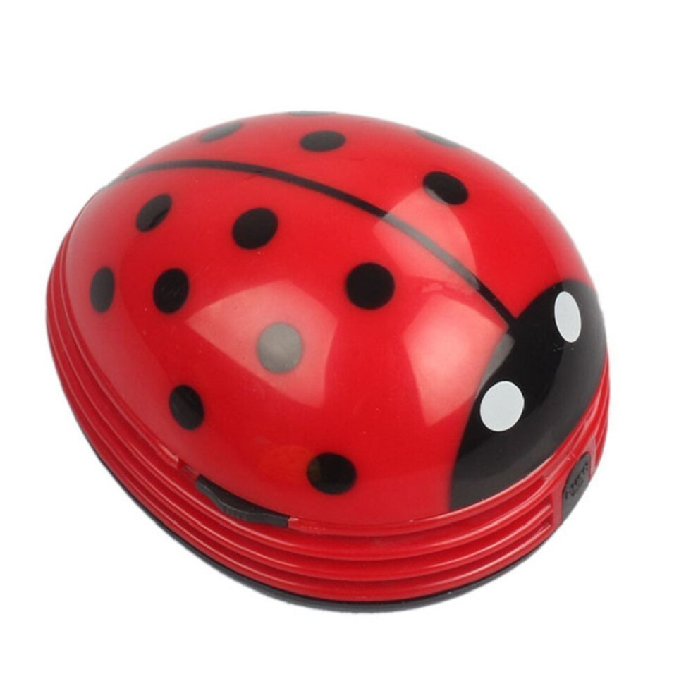 Adorable Mini Desk Cleaner, Portable Beetle Vacuum Cleaner Crumb Sweeper Desk Hoover Mini Hoover (Red)