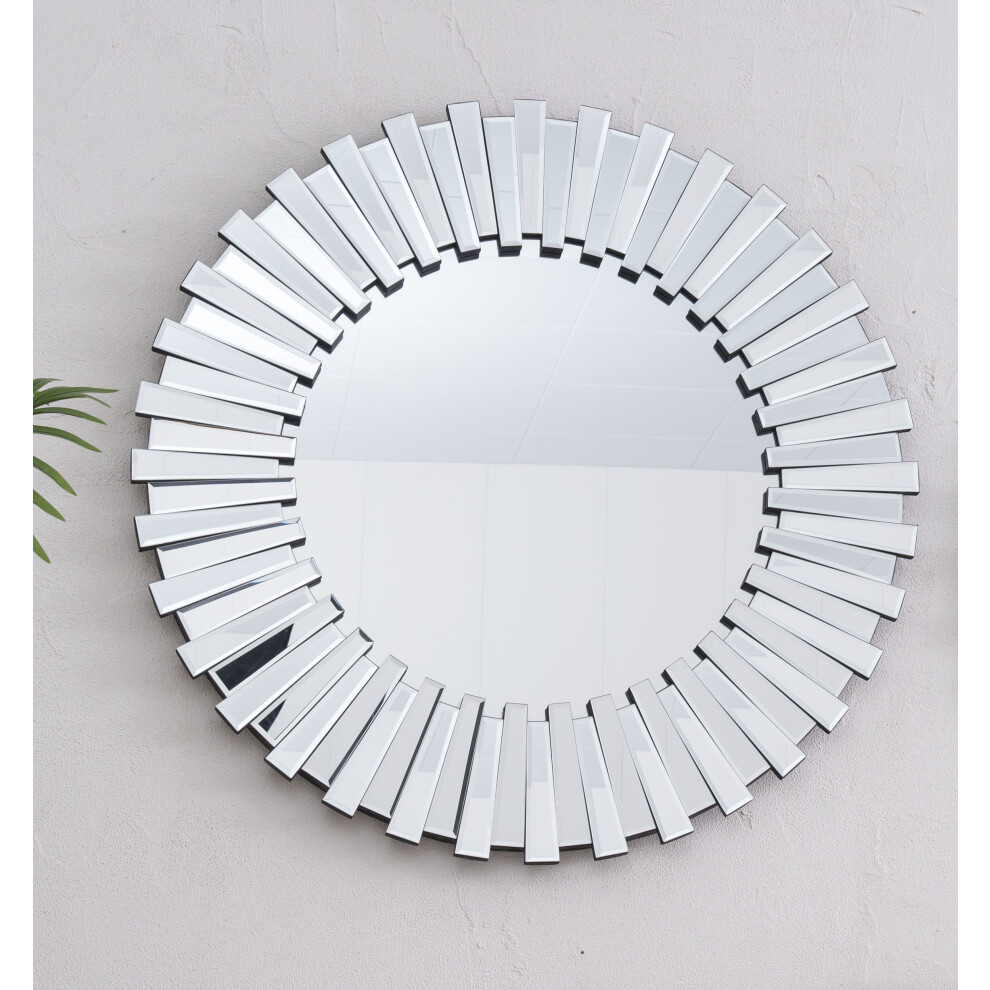 (80cm x 80cm) Round Sunburst 3D Effect Mirror 2 Sizes