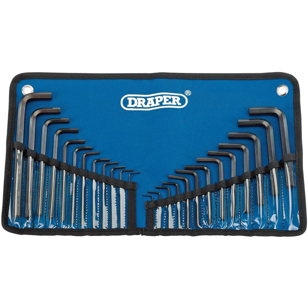 33892 Metric/Imperial Combined Hexagon Allen Key Set in Tool Roll, 25 Pieces , Blue