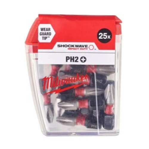 Milwaukee 4932472037 PH2 25mm Shockwave Screwdriver Bits Pack of 25