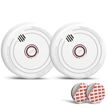 Photoelectric Smoke Alarm With 10 Years Life Passed the EN14064 Standard Magnetic Smoke Detector Mount Magnet Smoke Detector with Test Button 2 Pack