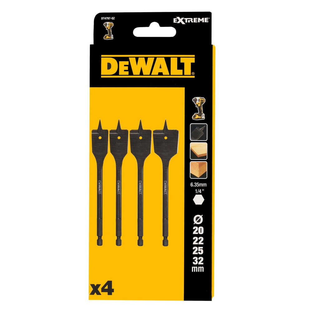 DT4797-QZ 4 Piece Extreme Flatwood Drill Bit Set