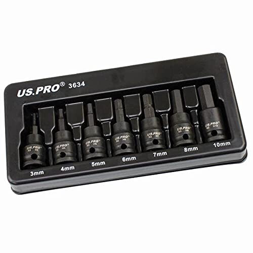 us pro Tools 7PC 3/8" DR Impact Hex Bit Sockets 3mm - 10mm 3634