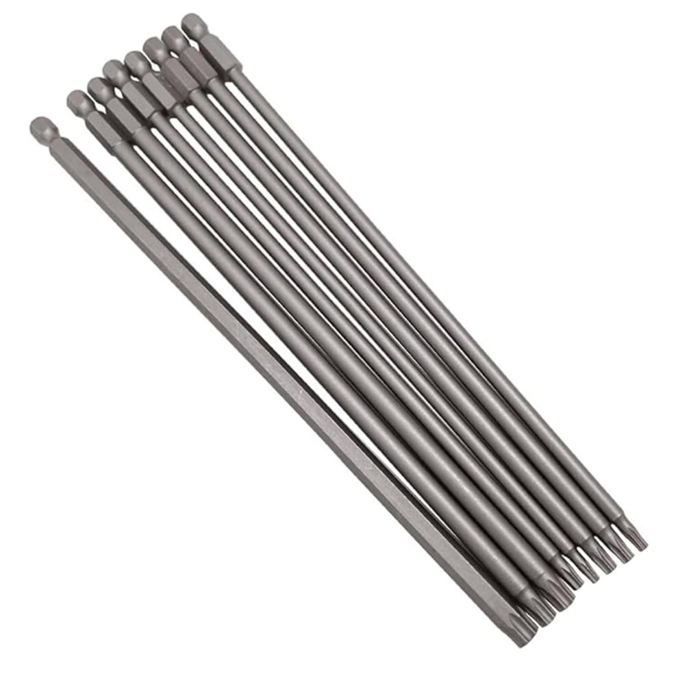 200Mm Long Torx Screwdriver Bit Sets, 8Pcs Long Screwdriver Bits 1/4" Hex Shank Bit Set, Magnetic Torx Bit Set T8 T10 T15 T20 T25 T27 T30 T40, S2 742377249766
