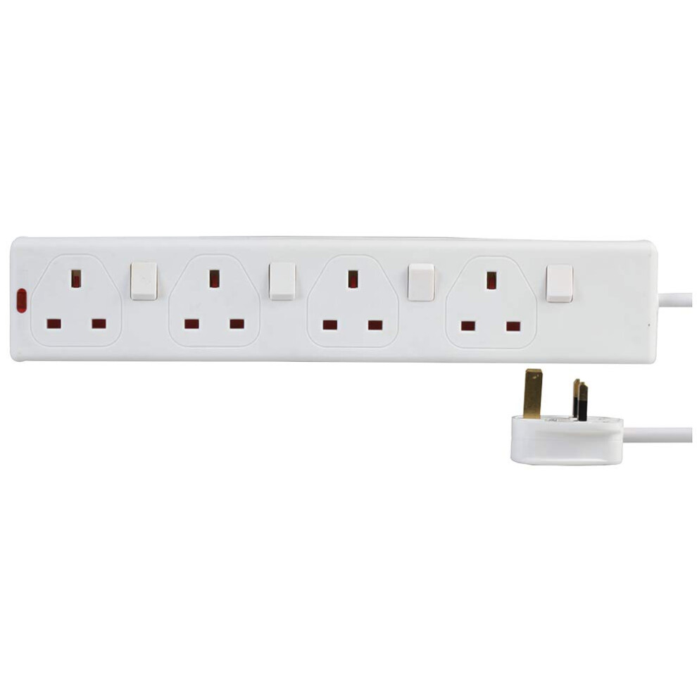 Pel00027 4 Gang Individually Switched Extension Lead 5M, White 5051259154438