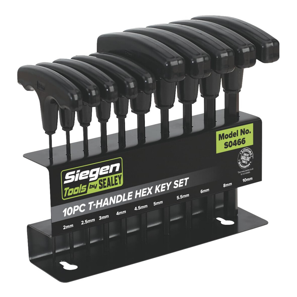 Siegen by Sealey 10pc T-Handle Allen Key Hex Set - S0466