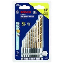 BOSCH TI9IM 9-teiliges Set Titan-Nitrid-beschichtete Metallbohrer - Schlagfest mit Schlag-fähigem Sechskantschaft