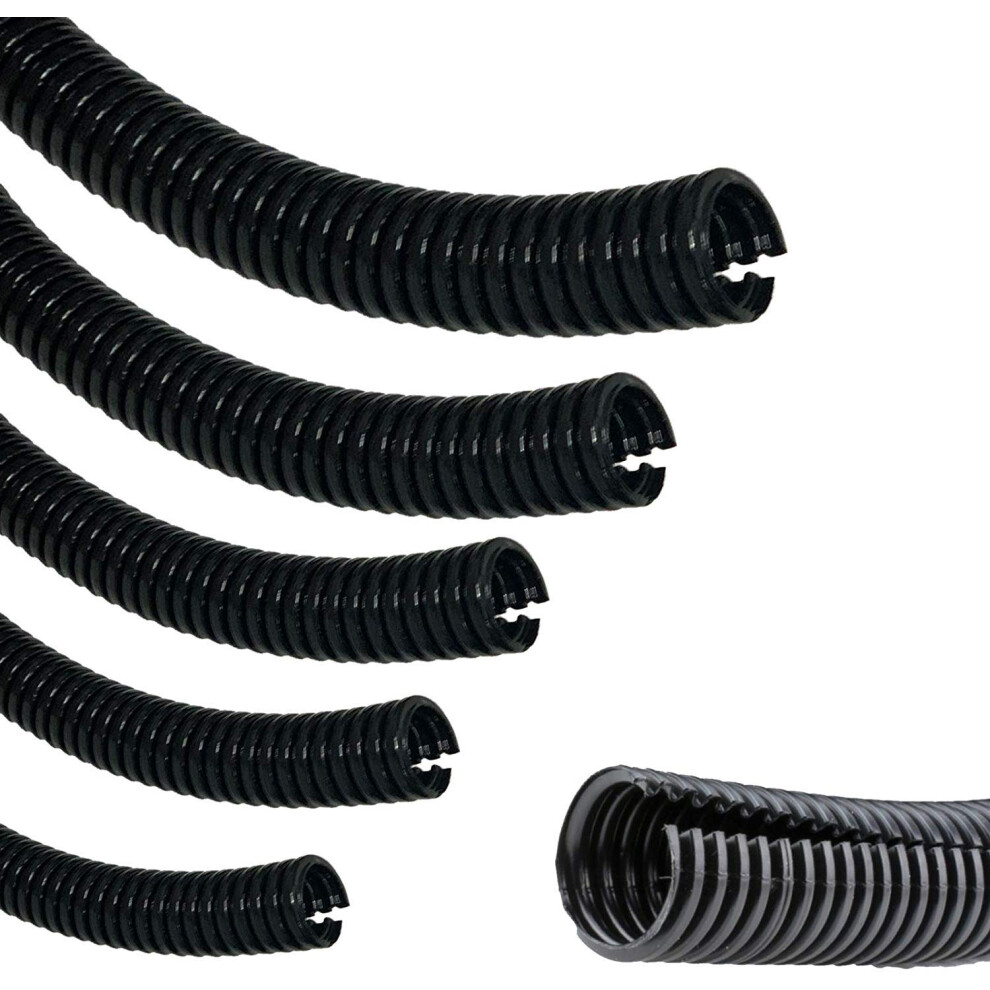 Corrugated Wire Tube Cable Protection Pipe Slit Flexible Car Tubing/Trunking (Inner Ø12mm, 5 Metres)
