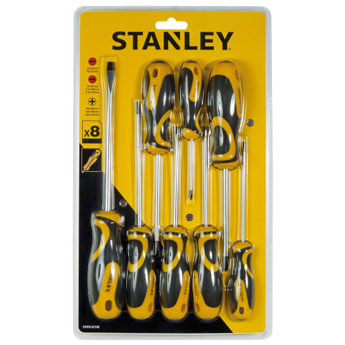 STANLEY STHT0 – 62148 Bi-Material Set 8 Screwdrivers, Yellow/Black