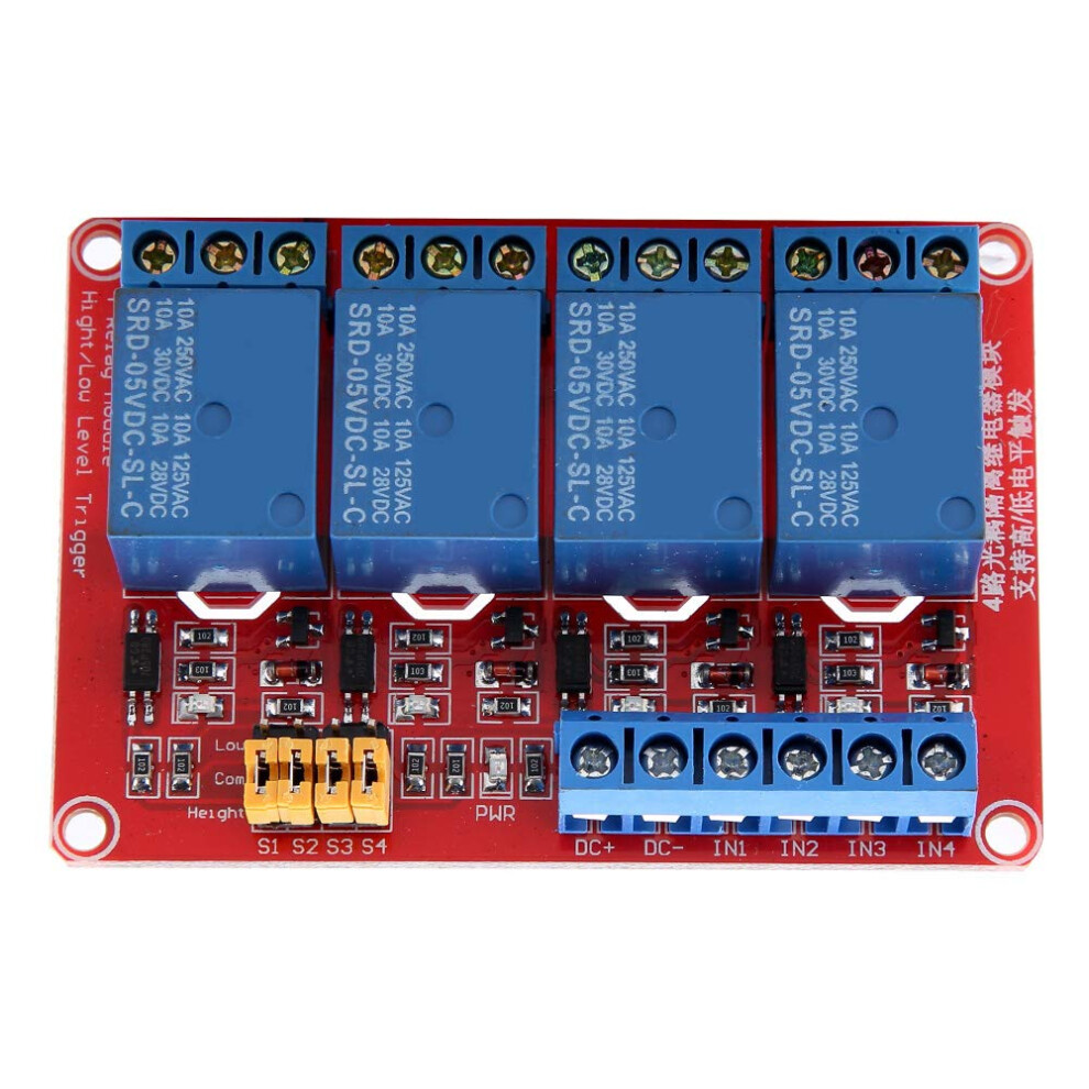 4 Channel Relay Module, 4 Channel Relay Board 5V Relay Module With Optocoupler High & Low Trigger Module For Arduino 5V/12V/24V(5V) 703633752062