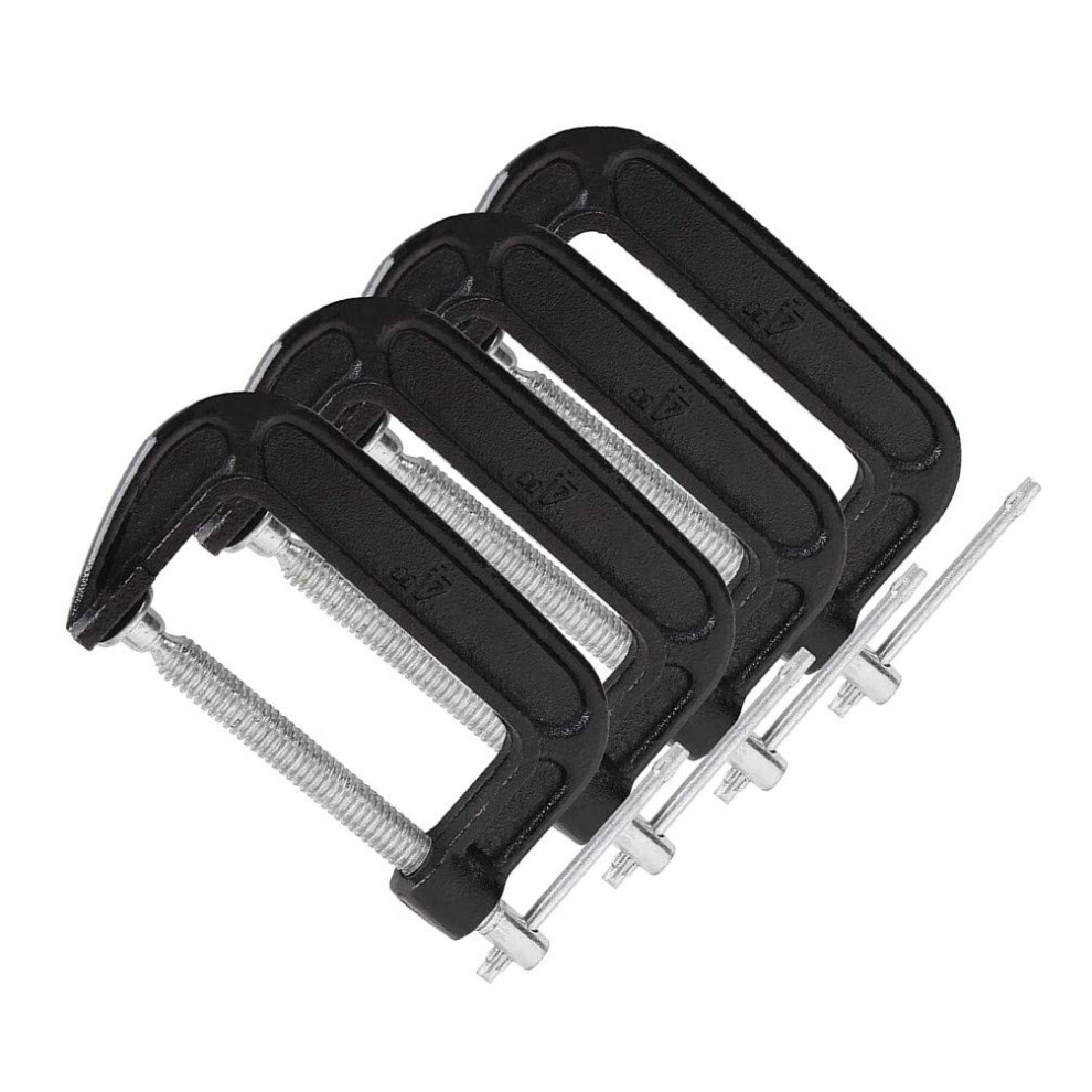 4 Inch C-Clamp Set, Heavy Duty Steel C Clamp Industrial Strength C Clamps For Woodworking, Welding, And Building(4Pcs) 734327341842