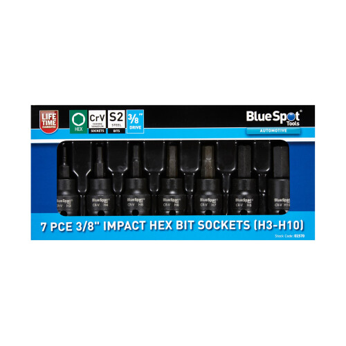 BlueSpot 7 PCE 3/8 Impact Hex Bits (H3-H10)