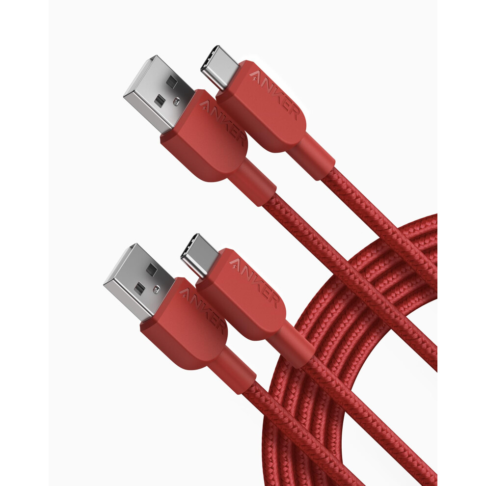 Charger Cable [2 pack, 10ft], 310 USB A to Type C, Nylon Fast Charging for Samsung Galaxy Note 10 Note 9/S10+ S10, LG V30 (USB 2.0, Red)