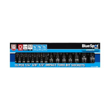 15PCE 1/4 3/8" 1/2" Impact Torx Bit Sockets (T6-T70)