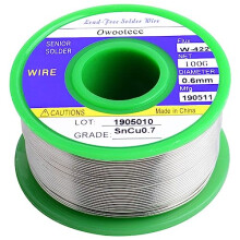 Lead Free Solder Wire 0.6mm Sn99.3 Cu0.7 with Rosin Core for Electrical Soldering Net Weight 100g/0.22lb
