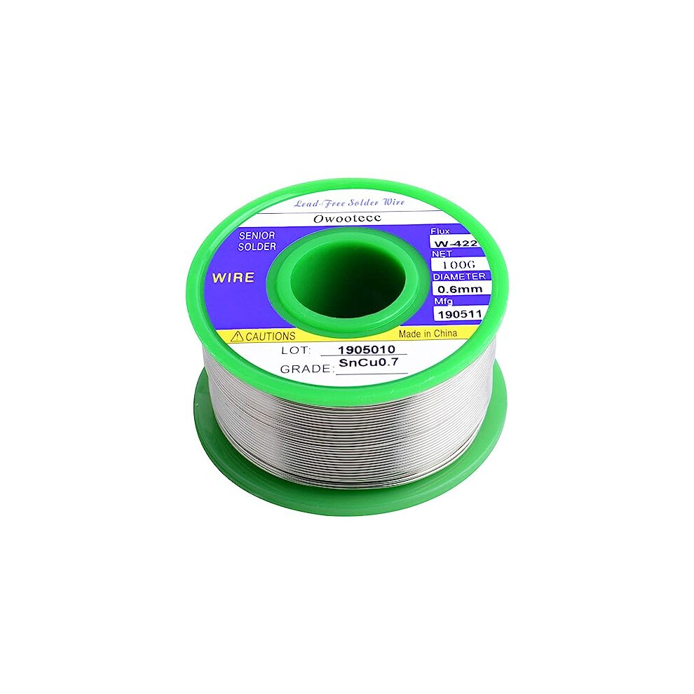 Lead Free Solder Wire 0.6Mm Sn99.3 Cu0.7 With Rosin Core For Electrical Soldering Net Weight 100G/0.22Lb 829802533208