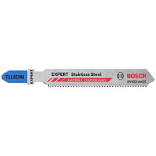 3x EXPERT Stainless Steel T118EHM Jigsaw Blade (for Stainless steel sheets, Stainless steel sheets, Length 83 mm, Professional Accessory Jigsaw)