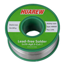 HR990307 Sn 99-Ag 0.3-Cu 0.7 Lead-Free Solder Wire with Rosin core (0.6mm, 100g)