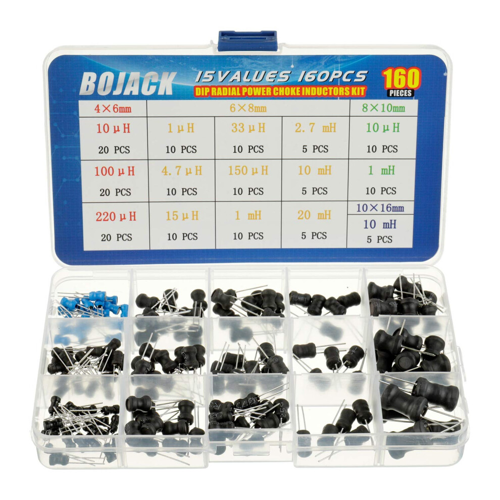 15 Values 160 Pcs Inductor 10 Uh To 20 Mh Dip Radial Power Choke Inductors Assortment Kit 762917165806
