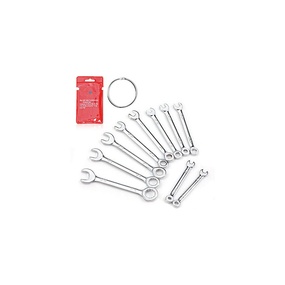 Mini Wrench Set 5/32 To 7/16 Inches Standard Sae Ignition Spanner 10 Pcs Small Open End And Box End Wrenches For Automotive Technicians And Industrial 764595455651