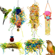 5 Pack Bird Shredding Toys Bird Parrots Chewing Hanging Toys Parrot Cage Shredder Toys Bird Cage Accessories for Small Parakeets, Cockatiels, Budgies,
