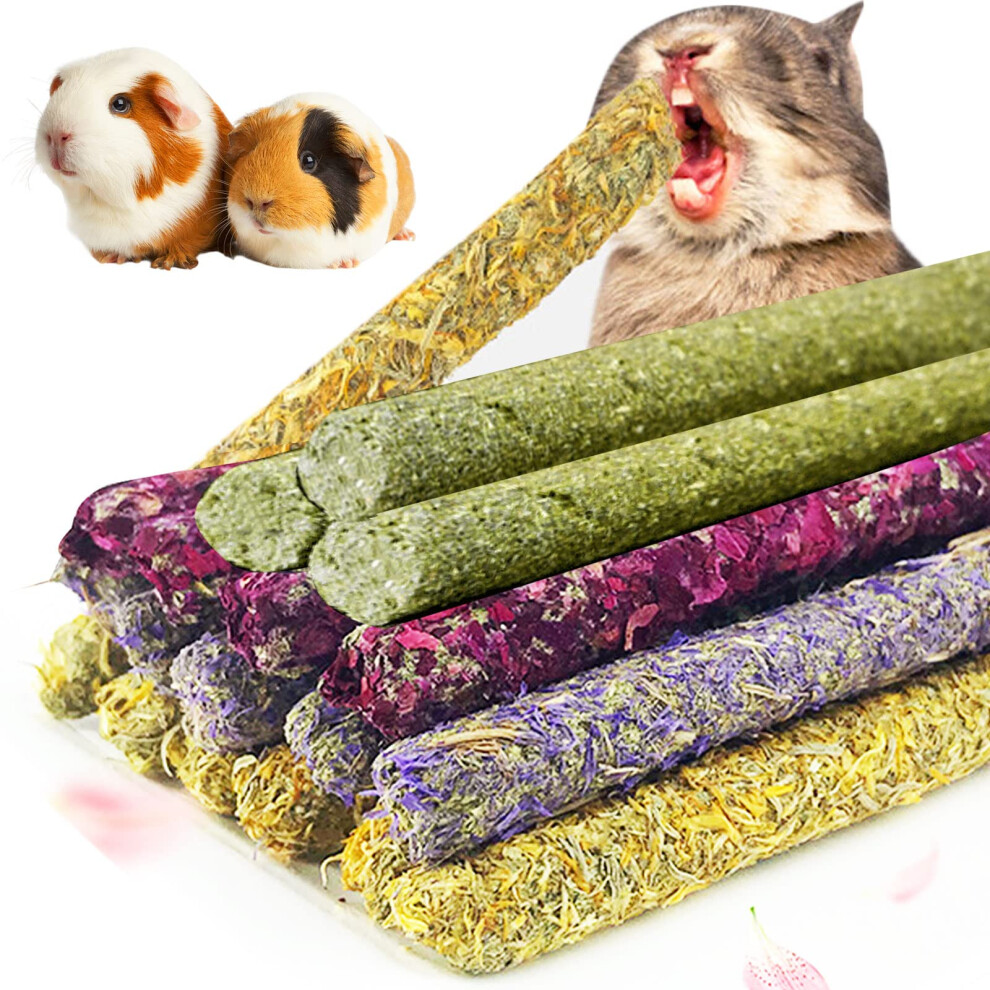 45Pcs Guinea Pig Rabbit Food Treats Toys Timothy Hay Sticks Natural Flowers Flavored Molar Snacks Food for Small Animal Hamsters Accessories Boredom