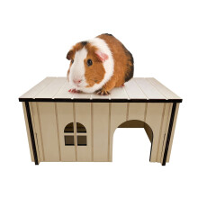 Wooden Guinea Pig House 33x16x24cm | Pet Animal Hide Hideout Ideal For Dwarf Rabbits Tortoise Rats Pygmy Hedgehog | Perfect Nesting Box Slots Together