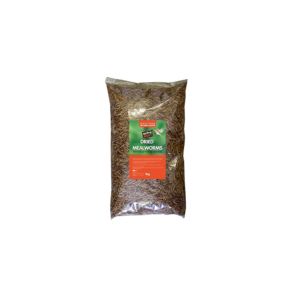 Extra Select Dried Mealworms For Wild Birds: Protein Rich Wild Bird Food For Robins To Finches - Meal Worms For Garden Birds - 5 Litre Refill (1 Kg)
