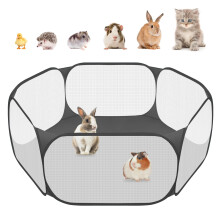Small Animals C&C Cage Tent, Breathable & Transparent Pet Playpen Pop Open Outdoor/Indoor Exercise Fence, Portable Yard Fence for Guinea Pig, Rabbits,