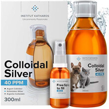 Colloidal Silver Antiseptic 300ml Bottle & Spray All-in-1 Treatment: Dogs & Cats Skin Issues Relief (Itchy, Allergy, hotspot, Yeast, Wound)