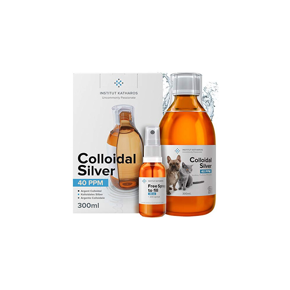 Colloidal Silver Antiseptic 300ml Bottle & Spray All-in-1 Treatment: Dogs & Cats  Skin Issues Relief (Itchy, Allergy, hotspot, Yeast, Wound)