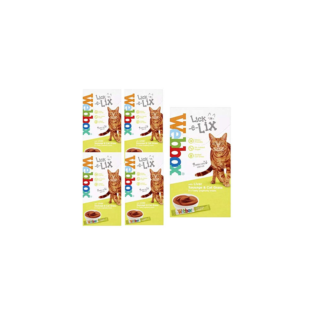 Lick-e-Lix Yoghurt with Liver Sausage and Cat Grass 5 x 15g Sachets (Pack of 6)-image-OPC-PFDFNJH-NEW