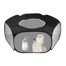 Small Animal Playpen Foldable Pet Tent Fence Cage with Zippered Cover Breathable Transparent Pop Up Pet Exercise Pen for Guinea Pig Rabbits Hamster