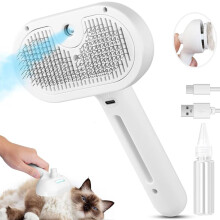 Cat Steam Brush - New Steamy Cat Brush - 3 in 1 Cat Hair Brush with Release Button Self Clean Cat Brush with Spary Mist for Cats Dogs Pets Hair