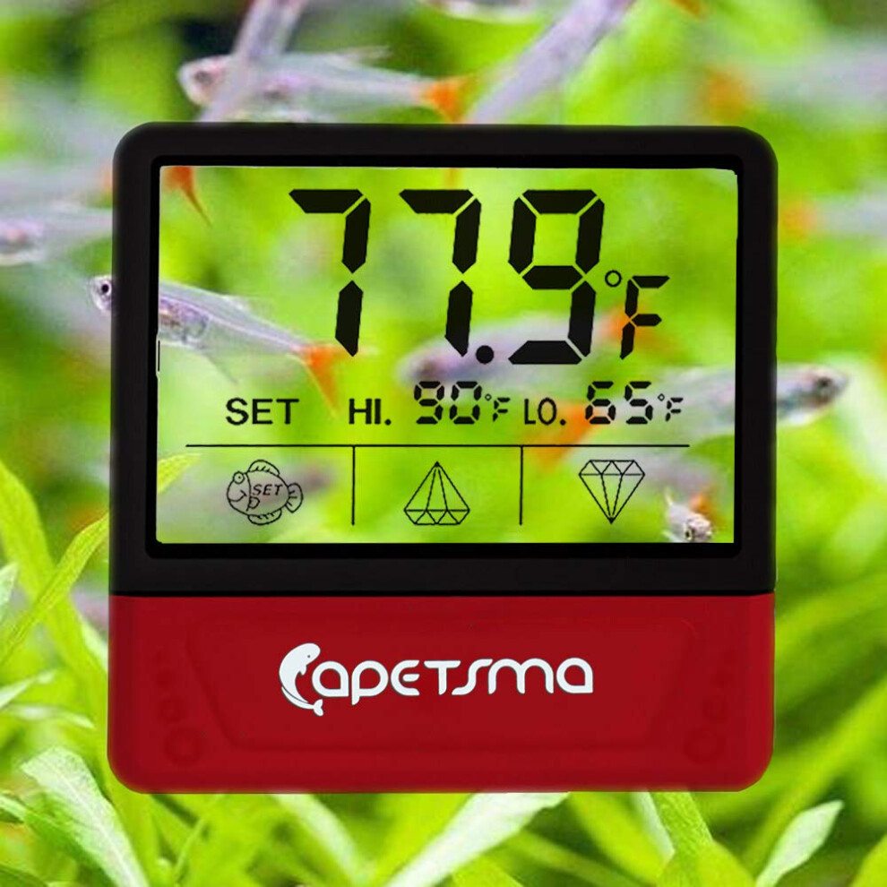Aquarium Thermometer, Digital Aquarium Thermometer with LCD Display, Touch Screen and Flash Alarm, Accurate Temperature Sensor for Fresh Water and