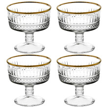 (4) Glass Dessert Bowls Ice Cream Sundae Fruit Cocktail Pudding Footed Dessert Cups