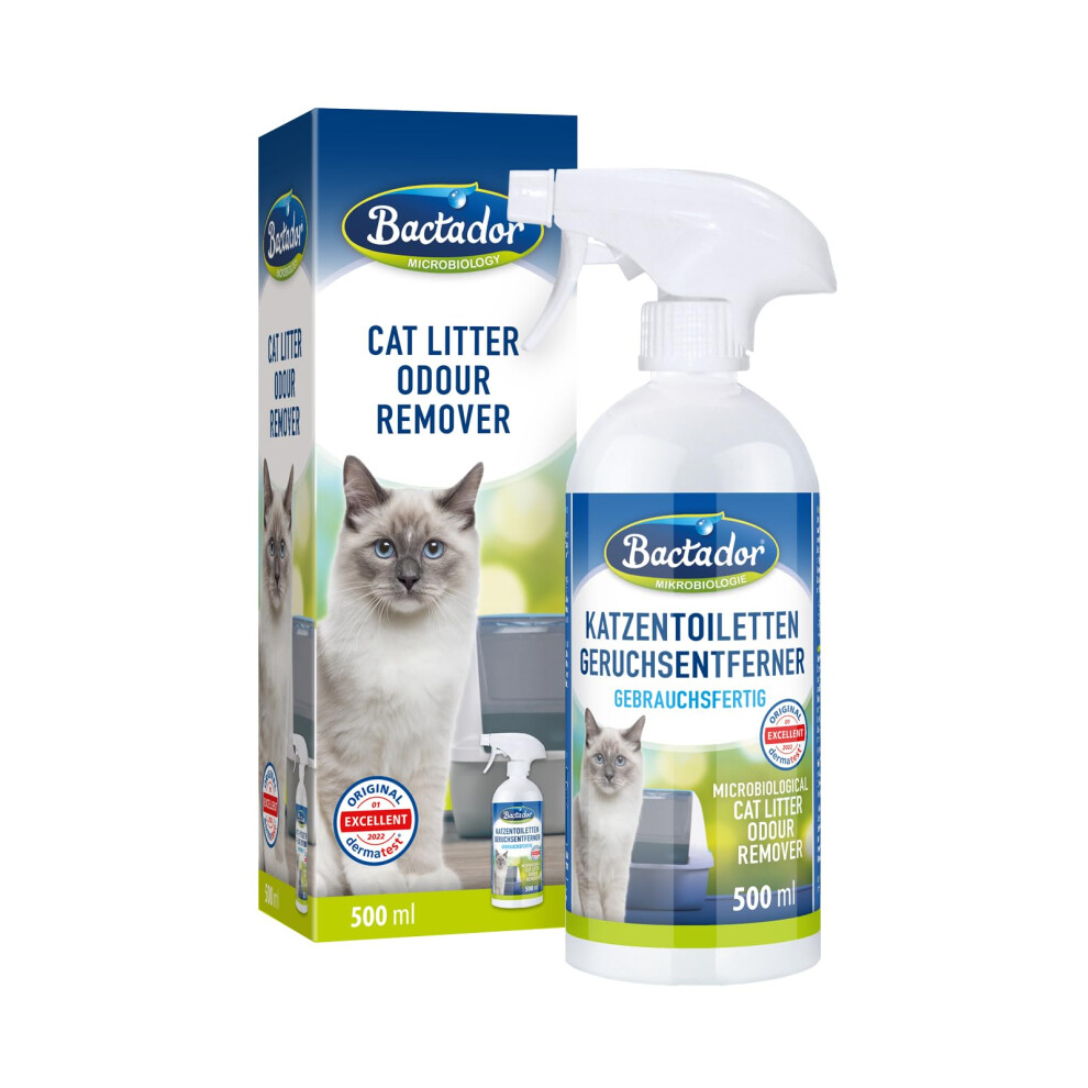 Cat Litter Odour Remover Spray 500ml - Biological enzyme cleaner as a ready-to-use solution against cat urine, animal odors, sweat - For household &