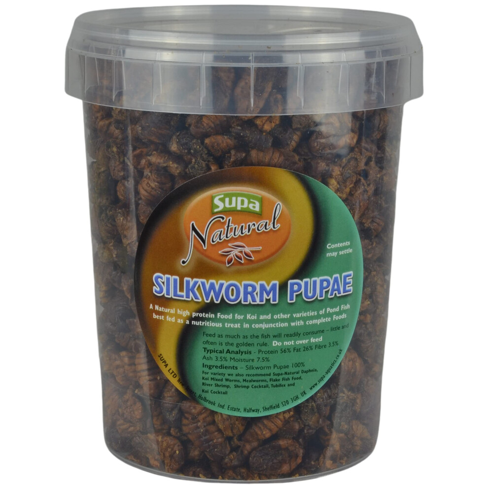 Natural Koi Silkworm Pupae, 1 Litre, A Highly Nutritious 100% Natural Protein Rich Treat Food For Koi And Other Pond Fish,