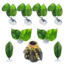 9 PCS Betta Bed Leaf Betta Fish Hammock Toys Double Leaf Betta Pad for Fish Tank Decoration Aquarium Air Bubbler Decorations Aquarium Plastic Plant