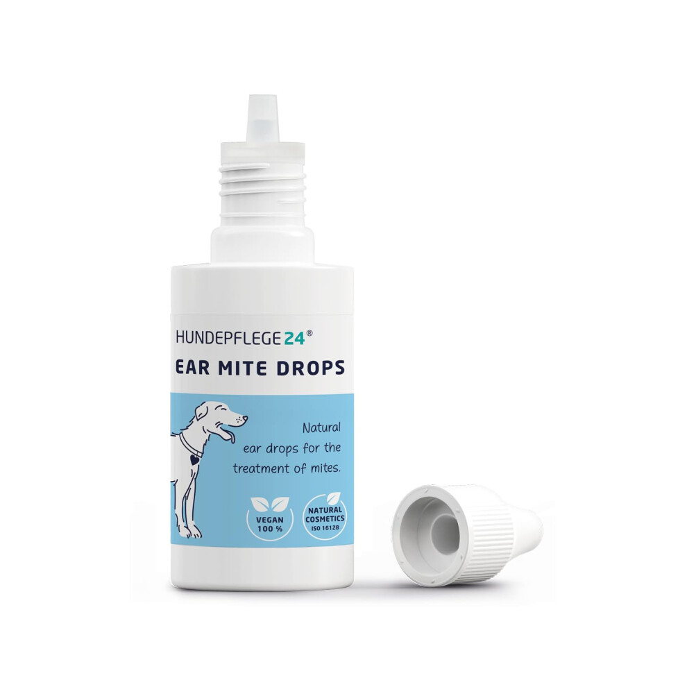 Hundepflege24 Ear Drops For Dogs & Cats Against Ear Mites, Inflammation, Ear Mange, Itching & Discharge - 100% Natural, Effective Immediate Relief - Dog Ear Drops
