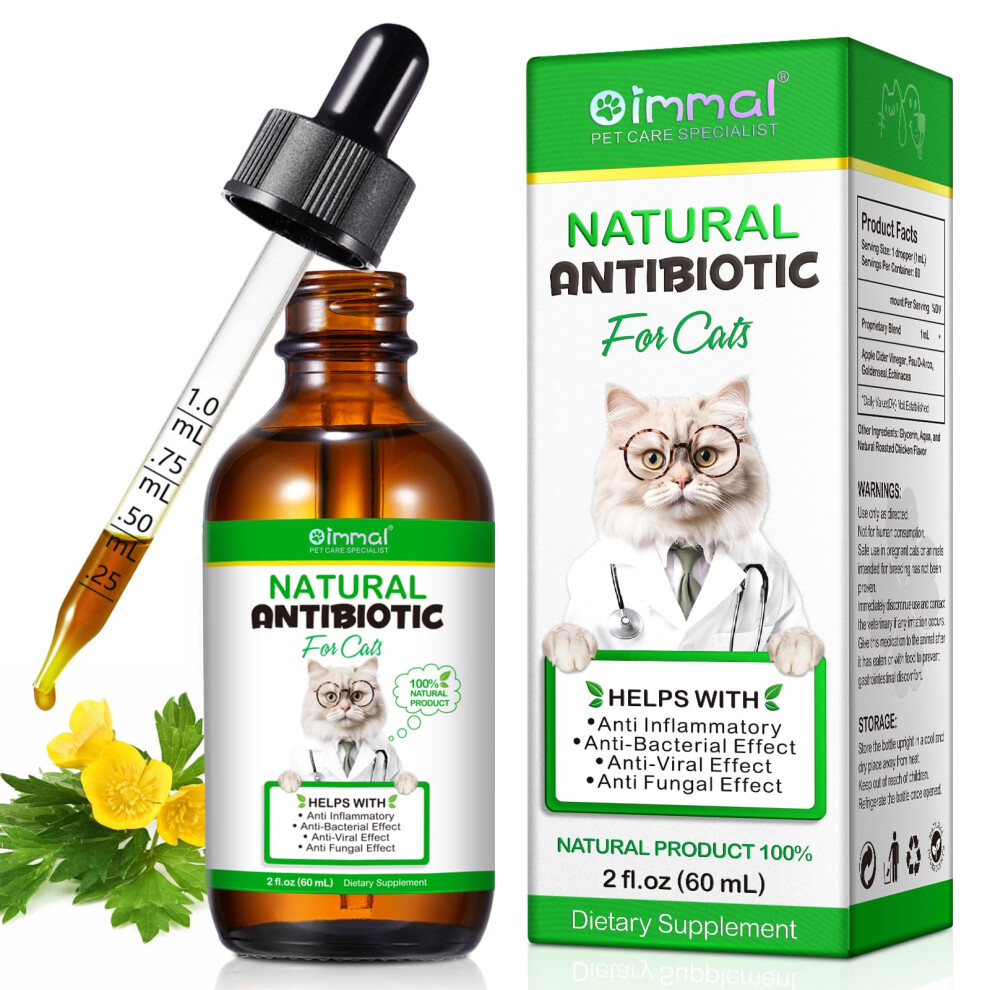 Xayghe Antibiotics For Cats, Natural Cat Antibiotics For Infections, Pet Antibiotics Itch Relief Allergy Relief Immune Support, Cat Multivitamin 2.02 Fl Oz