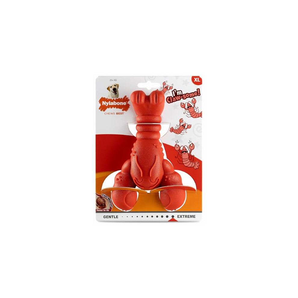 Nylabone Extreme Chewers Tough Nylon Dog Novelty Lobster Chew Toy, Durable, Boredom Breaker, Cleans Teeth, Filet Mignon Flavour, Extra Large, For Dogs 0-23+Kg