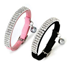 Lovely Kitten Collar, Soft Adjustable Velvet Safe Bling Diamante with Bells,11 inch Perfect for Cats and Puppies(Black+Pink)
