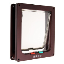Size M 15.5 x 15 cm medium lockable cat flap, 4-way locking pet flap door, with 4 functions: prohibit in & out, allow in & out, only in, only out,