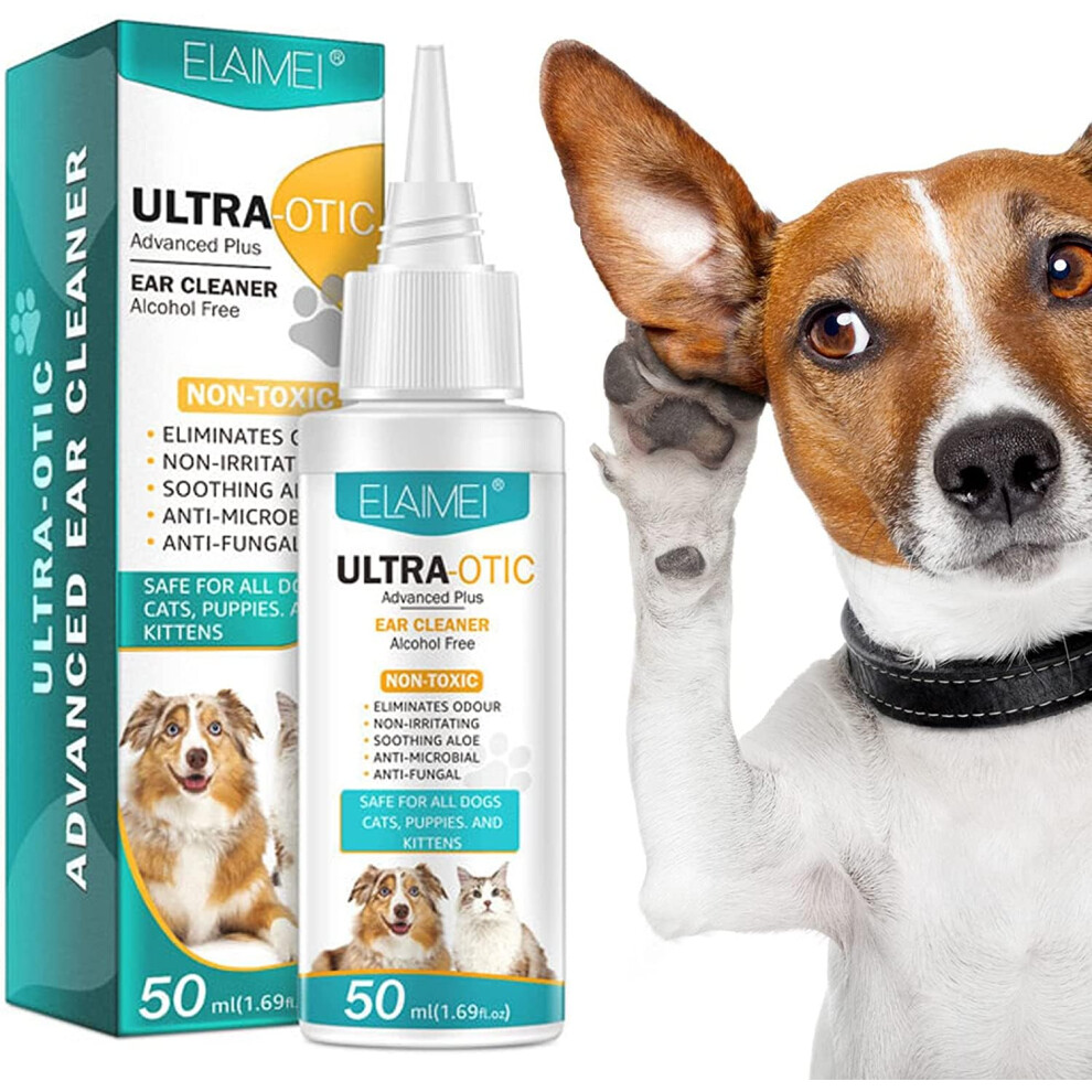 Dog Ear Care, Ear Cleaner for Dog Yeast Infection, Dog Ear Cleaner Solution for Itching, Odours, Wax Remover, Antiseptic Ear Drops for Dogs Cats, Dog