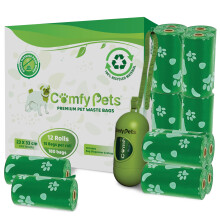 Poo Bags with Dispenser and Refill Rolls, Guaranteed Leak Proof, Extra Thick Waste Bag for Dogs and Cats 12 Rolls of 15 Bags 180 Count